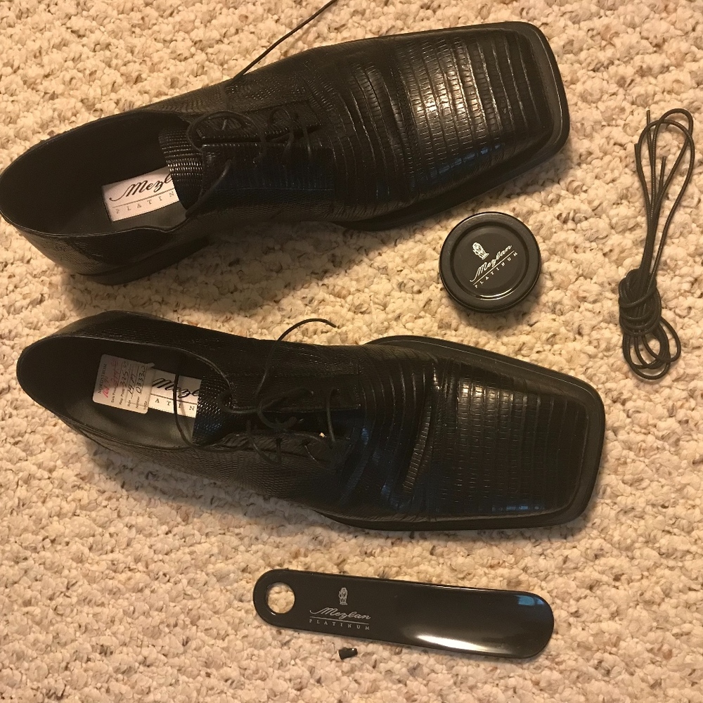 Mezlan Platinum Genuine Lizard Square Toe